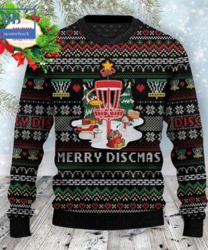 Disc Golf Merry Discmas Black Ugly Christmas Sweater