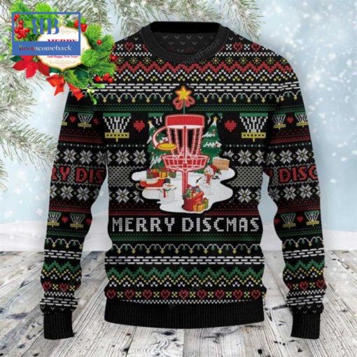 Disc Golf Merry Discmas Black Ugly Christmas Sweater