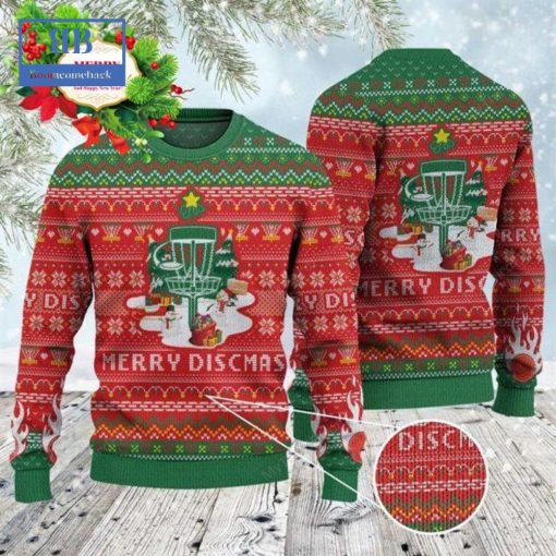 Disc Golf Merry Discmas Red Ugly Christmas Sweater