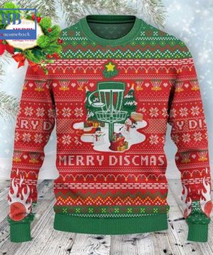 Disc Golf Merry Discmas Red Ugly Christmas Sweater