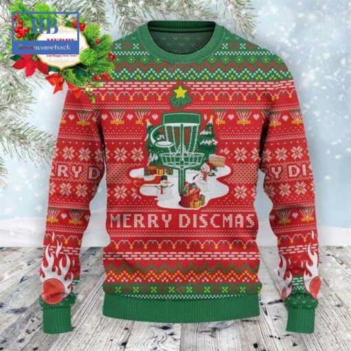 Disc Golf Merry Discmas Red Ugly Christmas Sweater