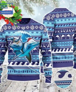 Dolphin Into The Ocean Ugly Christmas Sweater