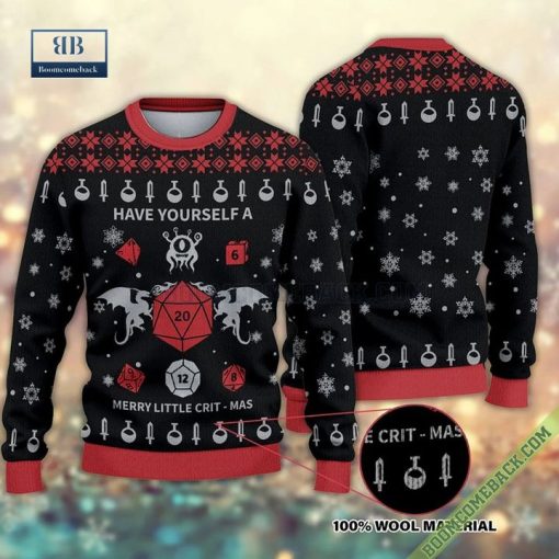 Dungeons And Dragons Have Yourself a Merry Little Crit-Mas Christmas Ugly Sweater