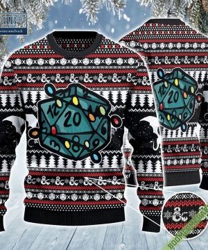 Dungeons & Dragons Teal Dice Ugly Christmas Sweater