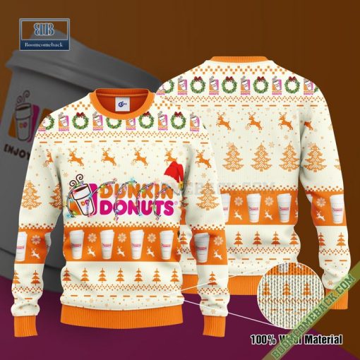 Dunkin Donuts Santa Hat Christmas Ugly Christmas Sweater Hoodie Zip Hoodie Bomber Jacket