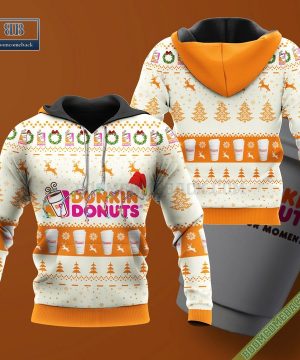 Dunkin Donuts Santa Hat Christmas Ugly Christmas Sweater Hoodie Zip Hoodie Bomber Jacket