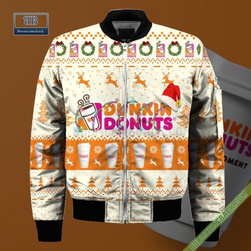 Dunkin Donuts Santa Hat Christmas Ugly Christmas Sweater Hoodie Zip Hoodie Bomber Jacket