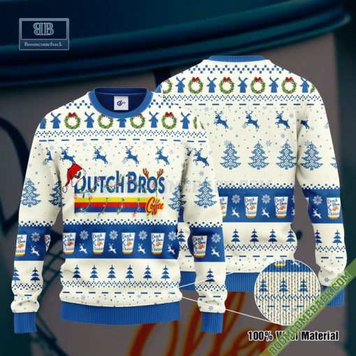 Dutch Bros Coffee Santa Hat Christmas Ugly Christmas Sweater Hoodie Zip Hoodie Bomber Jacket