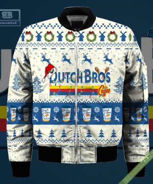 dutch bros coffee santa hat christmas ugly christmas sweater hoodie zip hoodie bomber jacket 4 Rl9nb