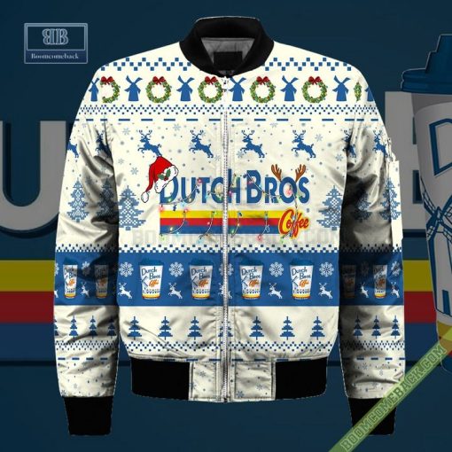 Dutch Bros Coffee Santa Hat Christmas Ugly Christmas Sweater Hoodie Zip Hoodie Bomber Jacket