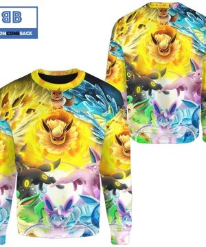 Eevee Colorful Pokemon Anime Christmas 3D Sweatshirt