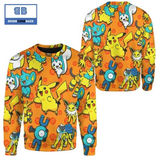 Electric Patterned Custom Pokemon Anime Christmas 3D Sweatshirt