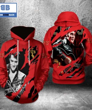 Elvis Presley With Guitar Red 3D Hoodie