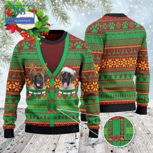 English Mastiff Cardigan Costume Ugly Christmas Sweater