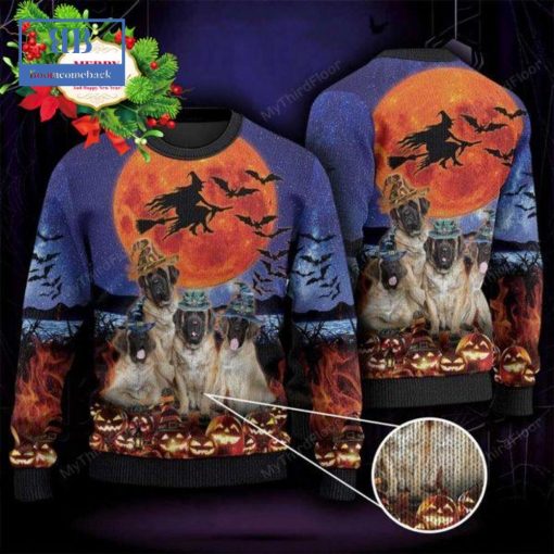 English Mastiff Witch Halloween Ugly Christmas Sweater