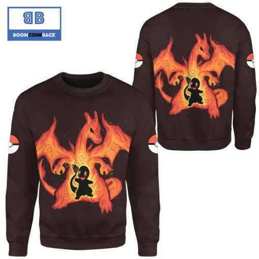 Evolve Charmander Within Charizard Pokemon Anime Christmas 3D Sweatshirt