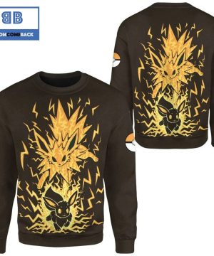 evolve eevee within jolteon pokemon anime christmas 3d sweatshirt 4 s01iU