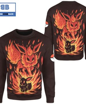 Evolve Flareon Pokemon Anime Christmas 3D Sweatshirt