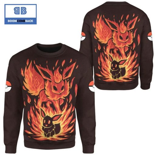 Evolve Flareon Pokemon Anime Christmas 3D Sweatshirt