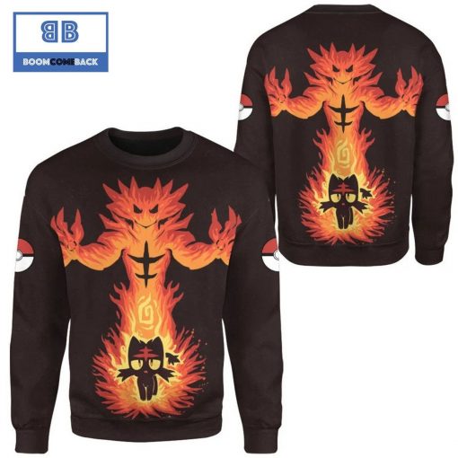 Evolve Litten Within Incineroar Pokemon Anime Christmas 3D Sweatshirt