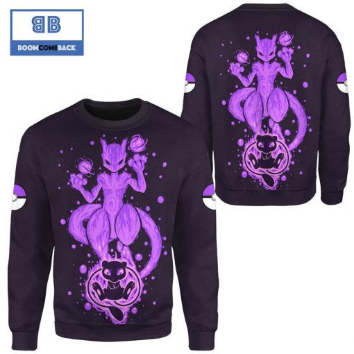 Evolve Mewtwo Pokemon Anime Christmas 3D Sweatshirt