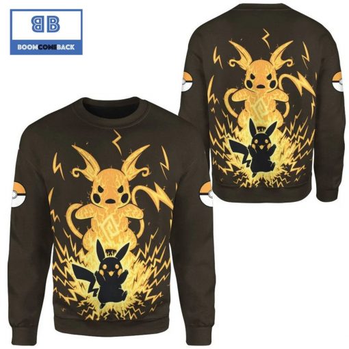 Evolve Pikachu Within Raichu Pokemon Anime Christmas 3D Sweatshirt