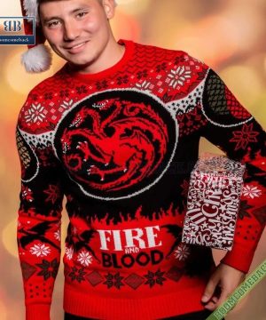 fire blood targaryen game of thrones ugly christmas sweater 3 pMYua