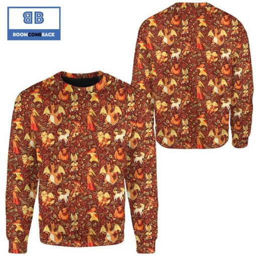 Fire Seamless Pattern Custom Pokemon Anime Christmas 3D Sweatshirt