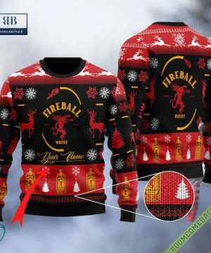 Fireball Whisky Custom Name Black Ugly Sweater