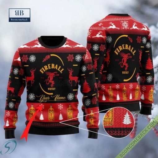 Fireball Whisky Custom Name Black Ugly Sweater