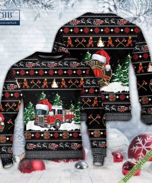 Firefighter Fire Truck 3D Ugly Christmas Sweater