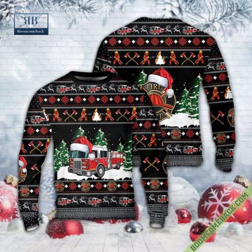 Firefighter Fire Truck 3D Ugly Christmas Sweater