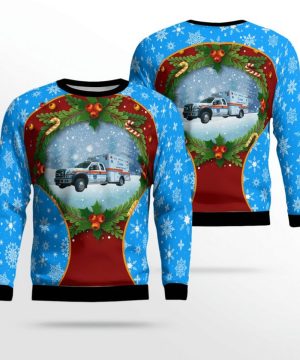 florida lee county emergency medical services ambulance ugly christmas sweater 4 vsZUJ