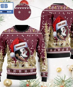 Florida State Seminoles NCAA Santa Claus Hat Ho Ho Ho 3D Custom Name Ugly Christmas Sweater