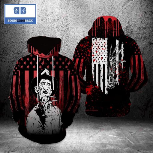 Freddy Krueger American Flag 3D Halloween Hoodie