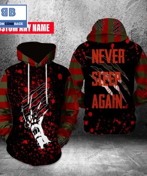 Freddy Krueger Never Sleep Again Custom Name Halloween 3D Hoodie