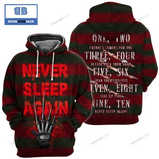 Freddy Krueger Never Sleep Again Halloween 3D Hoodie ver 1