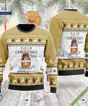 Full Of Christmas Spirit Probably Guinness Beer Ugly Sweater