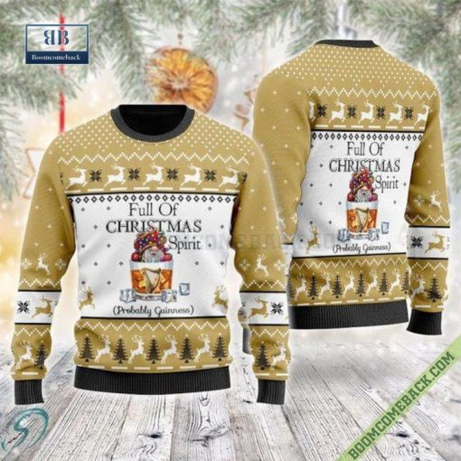 Full Of Christmas Spirit Probably Guinness Beer Ugly Sweater