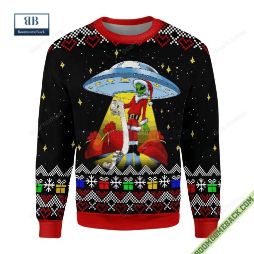 Funny Alien UFO Ugly Christmas Sweater