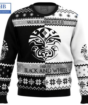 Game Of Thrones Valar Morghulis House Black and White Ugly Christmas Sweater