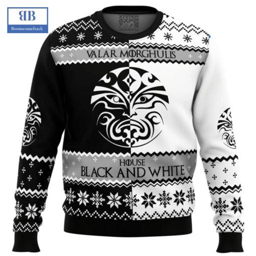 Game Of Thrones Valar Morghulis House Black and White Ugly Christmas Sweater