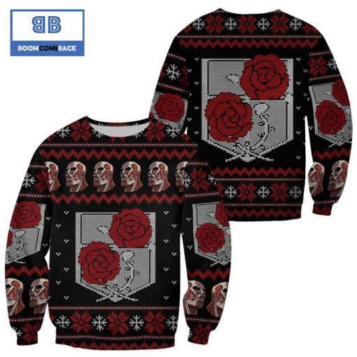 Garrison Attack On Titan Anime Christmas 3D Sweater