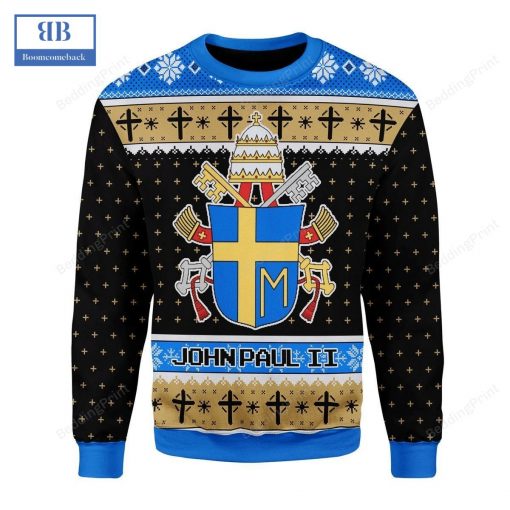 Gearhomies John Paul II Coat Of Arms Ugly Christmas Sweater