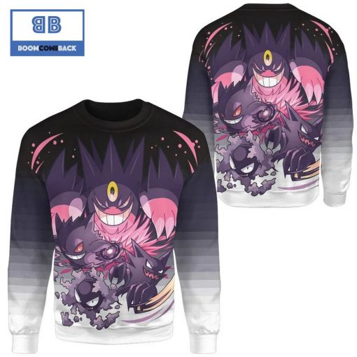 Gengar Evolution Pokemon Anime Christmas 3D Sweatshirt