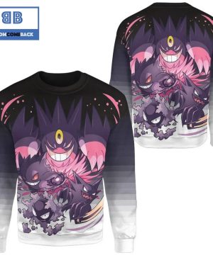 Gengar Evolution Pokemon Anime Christmas 3D Sweatshirt