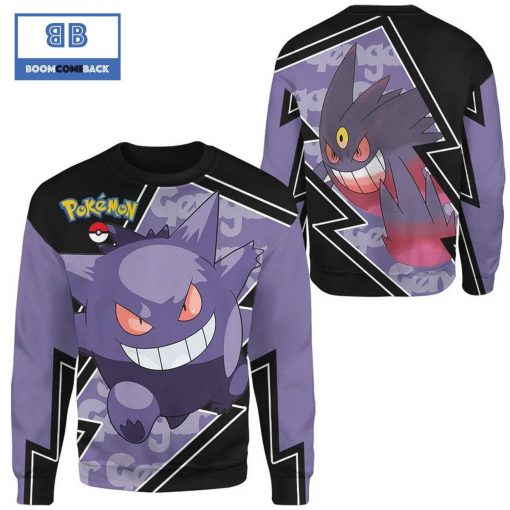 Gengar Pokemon Anime Christmas 3D Sweatshirt