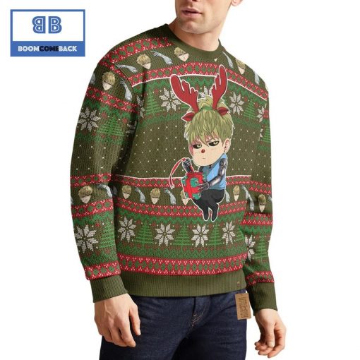 Genos One Punch Man Anime Christmas Custom Knitted 3D Sweater