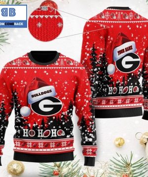 Georgia Bulldogs NCAA Santa Claus Hat Ho Ho Ho 3D Custom Name Ugly Christmas Sweater