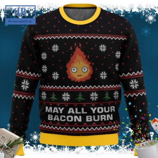 Ghibli Calcifer May All Your Bacon Burn Ugly Christmas Sweater